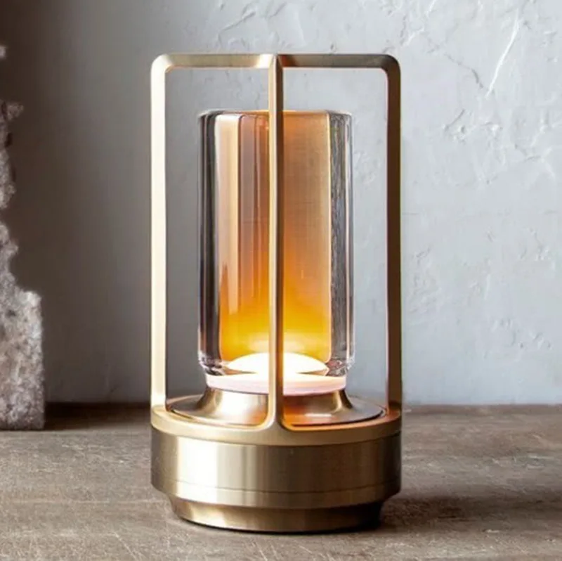 High Quality Retro USB Rechargeable Table Lamp Nordic Ambient Lantern Light Luxury Bar Restaurant Decorative Led Table Lamp