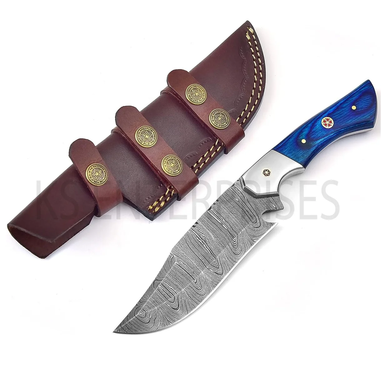 Japanese Handmade VG10 Damascus Steel Survival Fixed Blade Knives Outdoor Hunting Knife with Leather Sheath