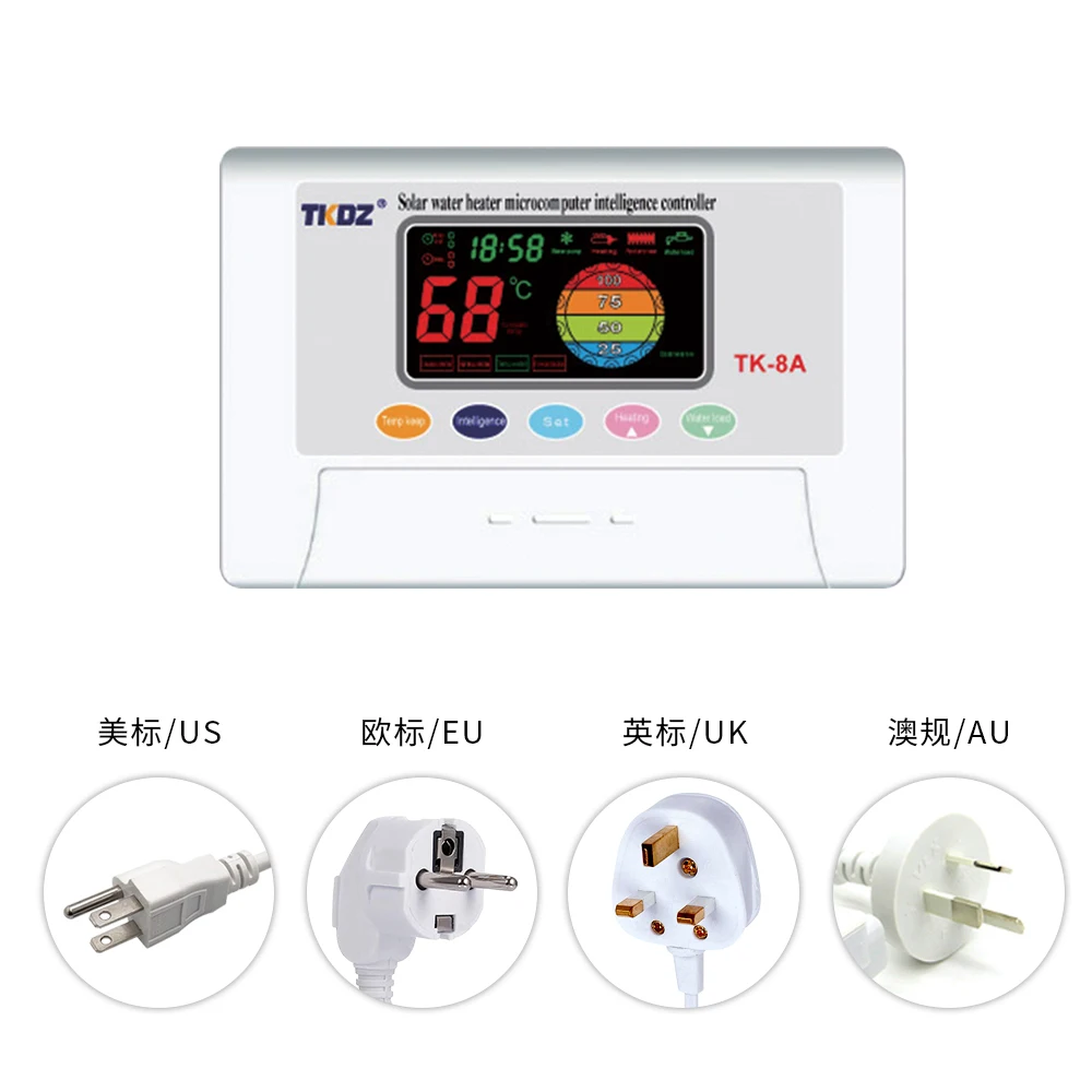 Electromagnetic Valve Temperature & Level Sensor Intelligent Solar Controller TK-8A for Non Pressure Solar Water Heater