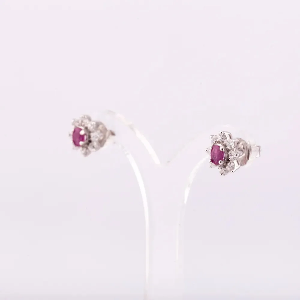 2024 Design natural white topaz and ruby Rhodium plated silver 925 earring high quality factory price from Thailand Manufacturer