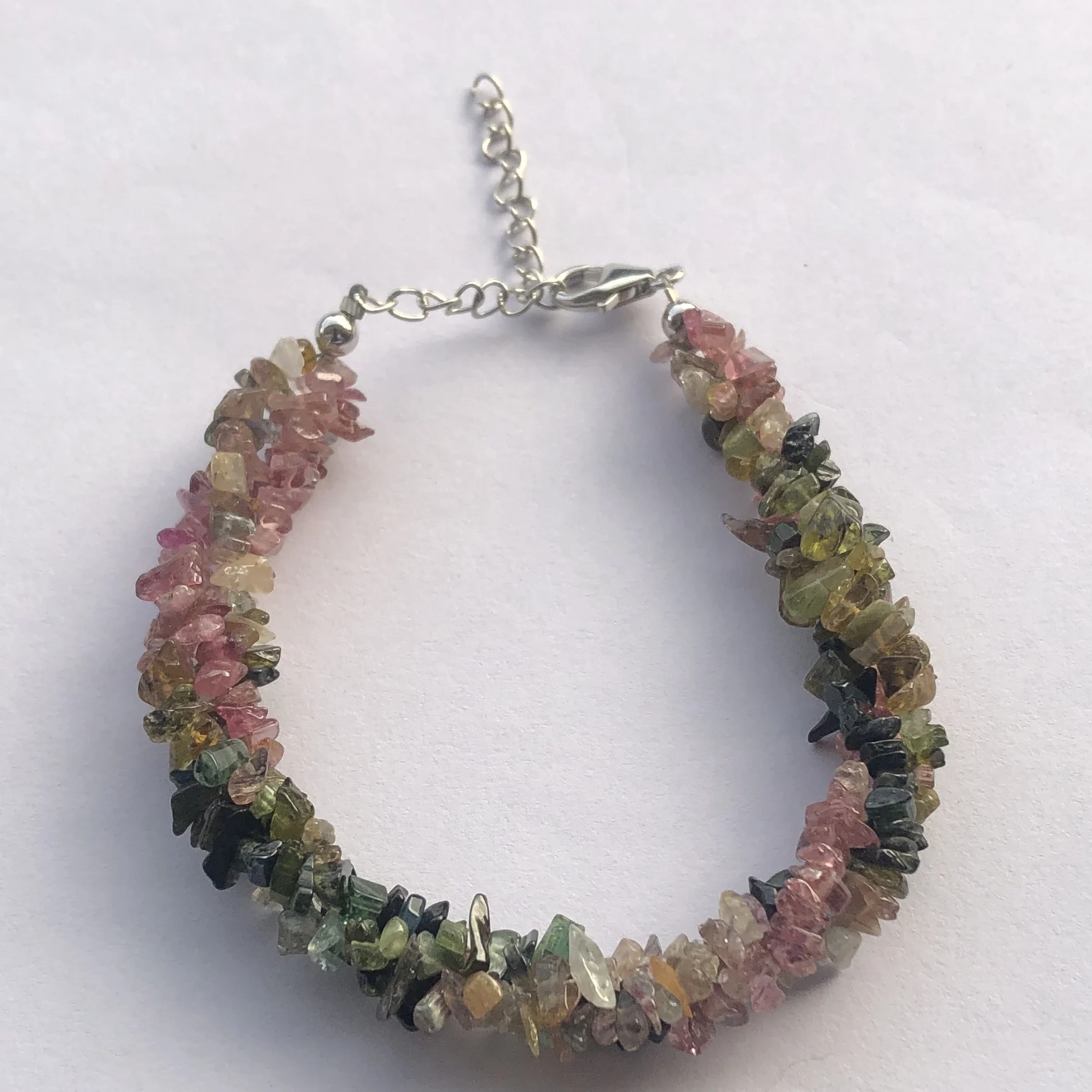 925 из стерлингового серебра, натуральный многотурмалиновый полудрагоценный неразрезанный браслет из витого камня с бусинами, купить онлайн оптом