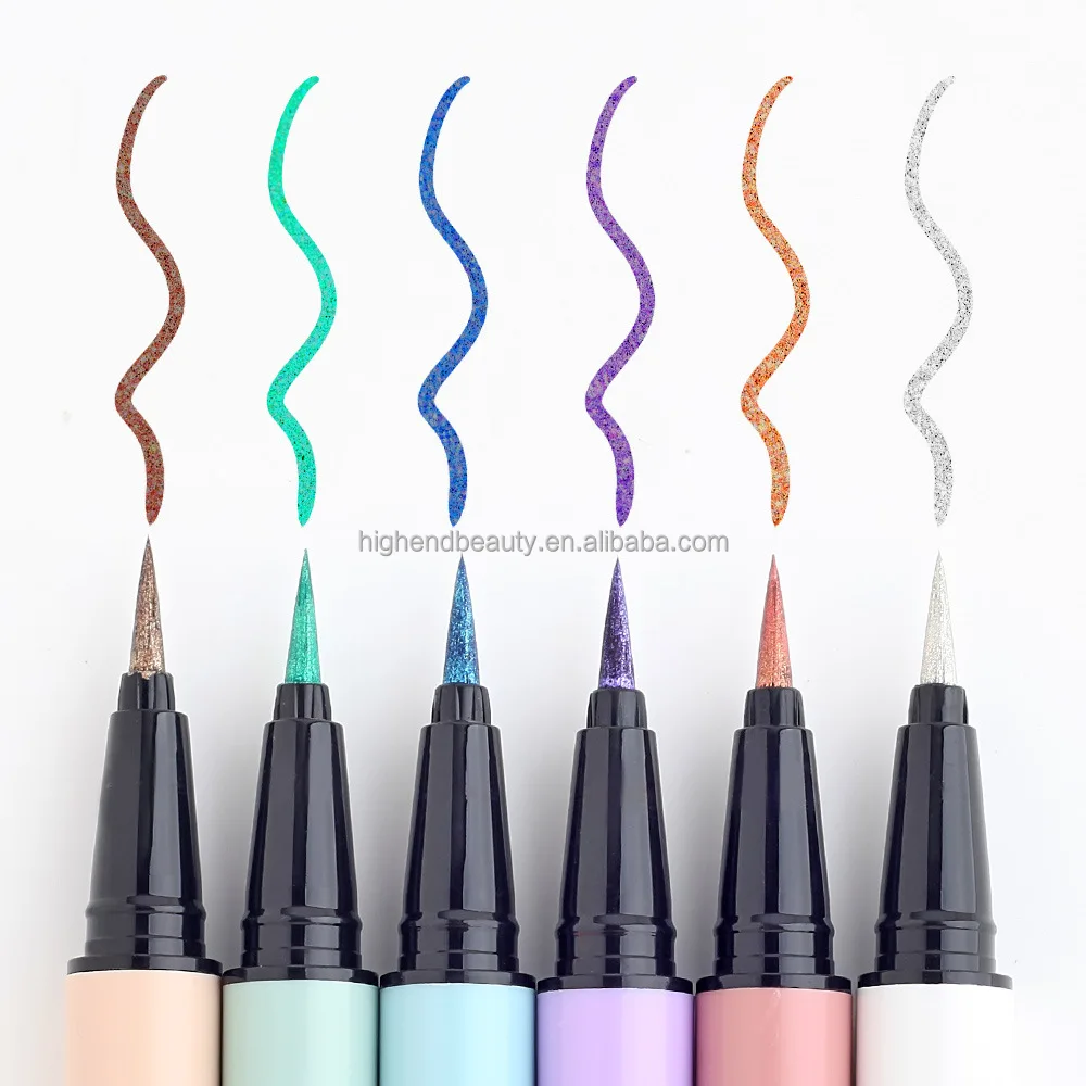 Private Label Waterproof Oil Free Soft Glitter Shimmer Rainbow Colorful Eyeliner Pencil