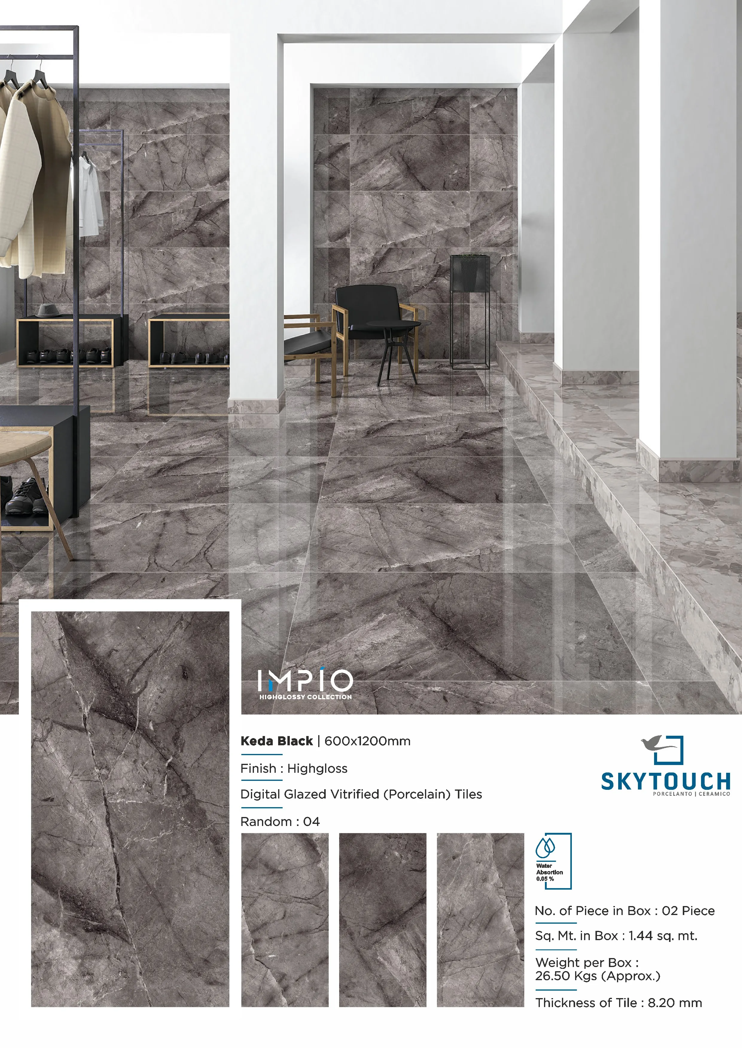 Modern 600x1200mm Glossy Black Polished Porcelain Tiles for Interior Wall and Floor Decoration High Quality Matte Finish