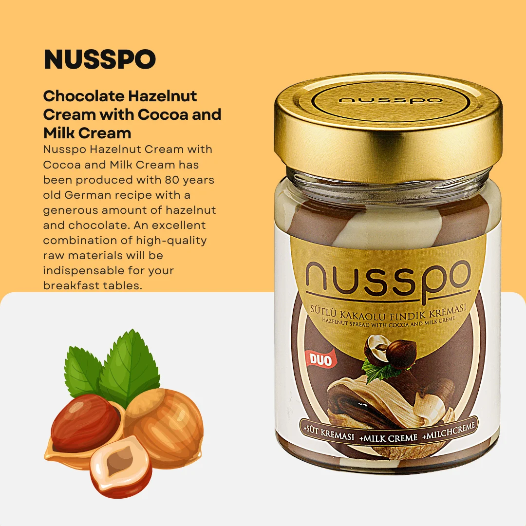 Nusspo 350 гр Duo фундука крем с какао и молока оптовая продажа ISO-HALAL-KOSHER Сертифицированный турецкий