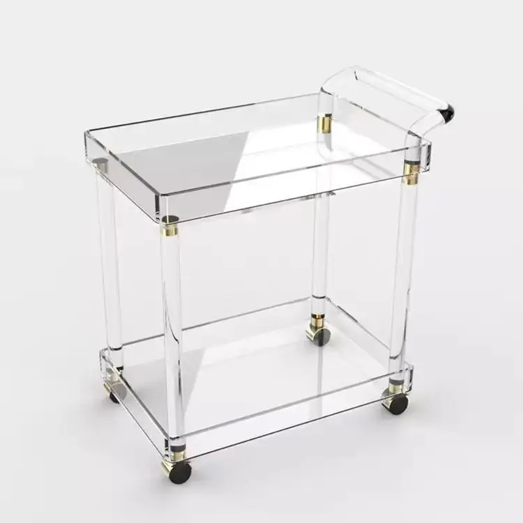 Acrylic Hotel Trolley Dining Cart Restaurant Hotel Food Delivery Service Cart Acrylic Transparent Mobile Coffee Cart