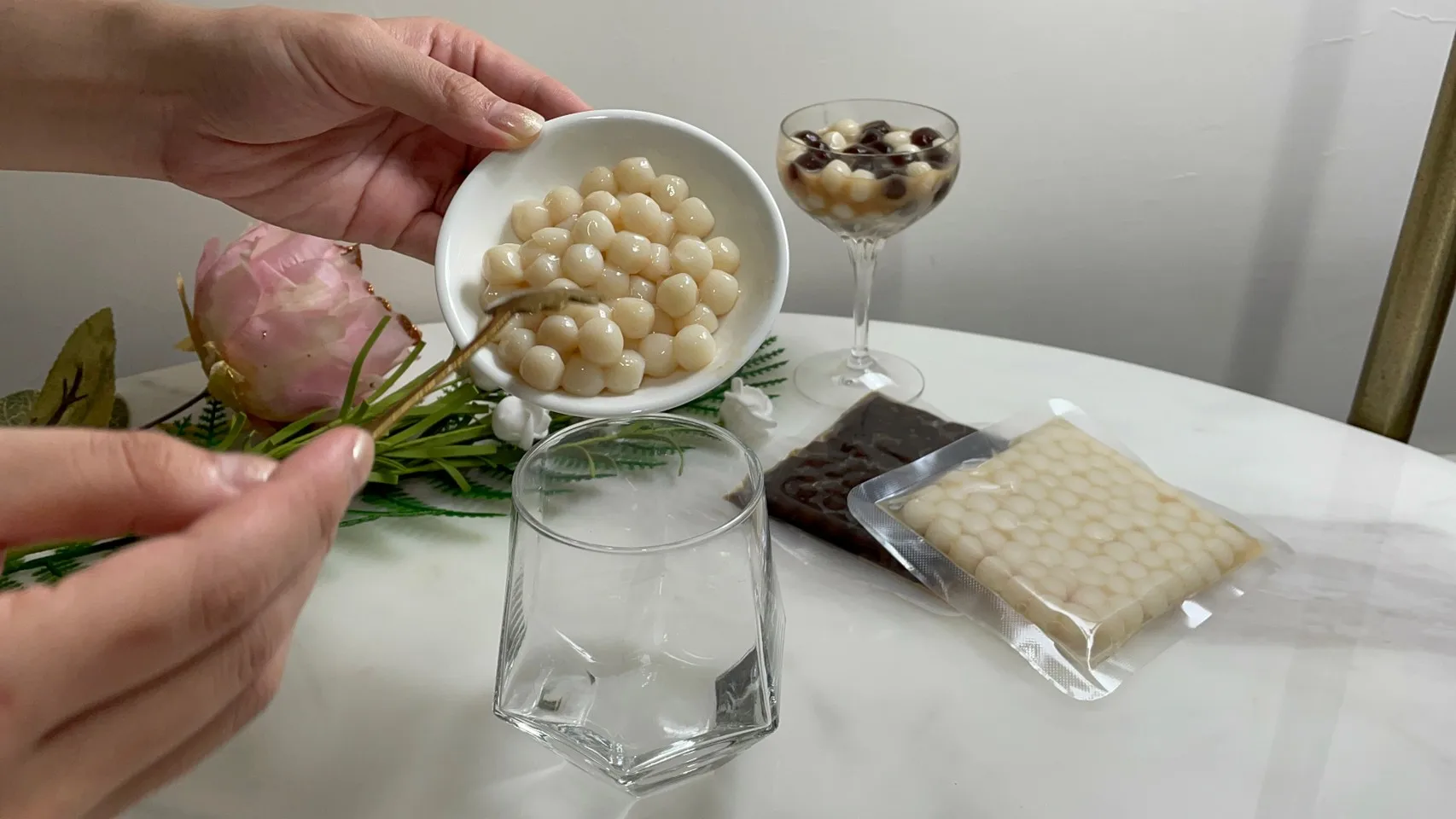 Taiwan bubble tea supplier high quality food 50g instant tapioca pearls