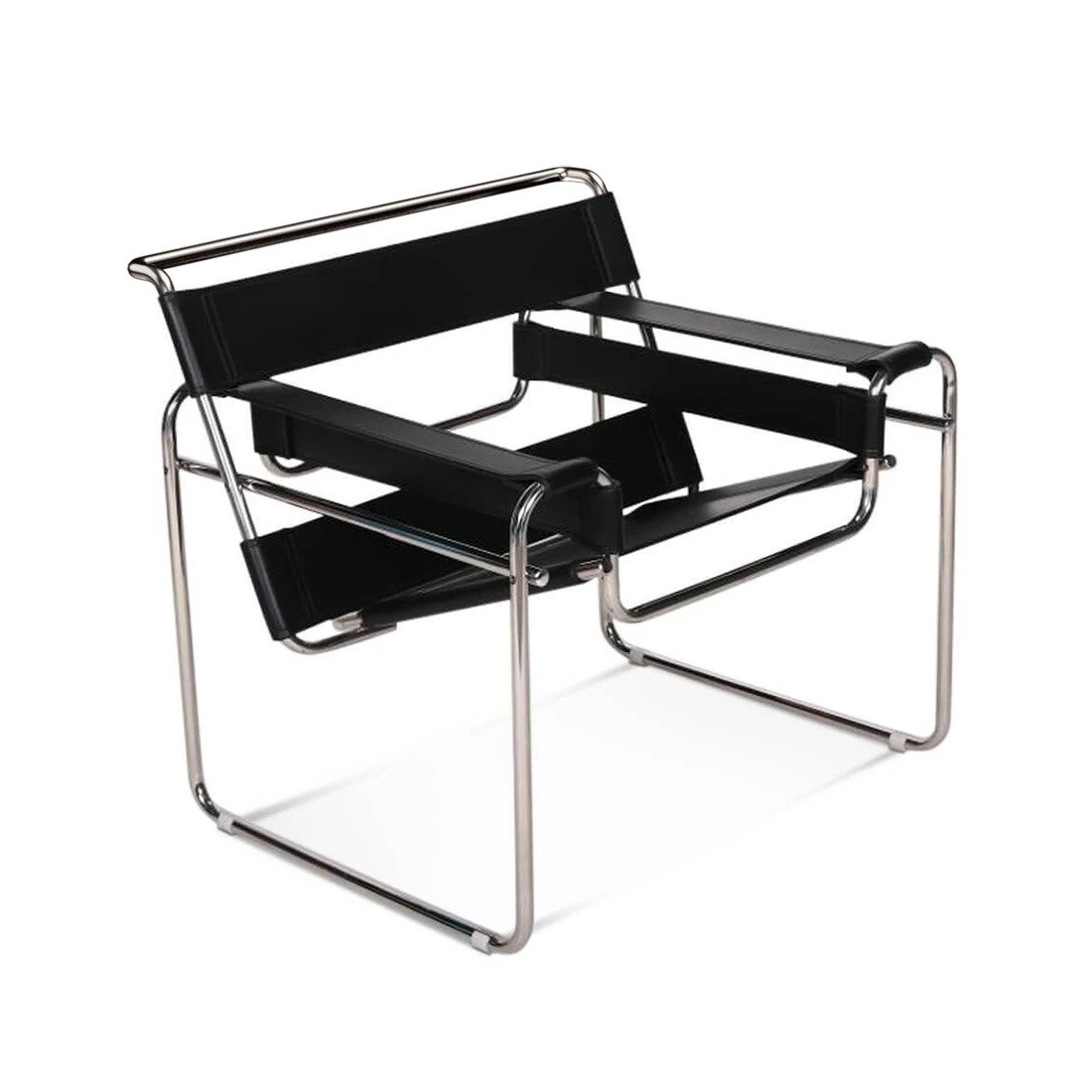 Bauhaus designed armchairs heavy-duty seamless tubular steel frame suspended seats fashionable linear seating for living rooms