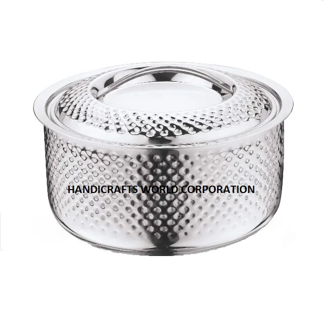 Top Ranking Stainless Steel Fancy Hotpot Casserole Hammered Design Chapati Box Customized Colour Hot Case For Wedding & Hotels