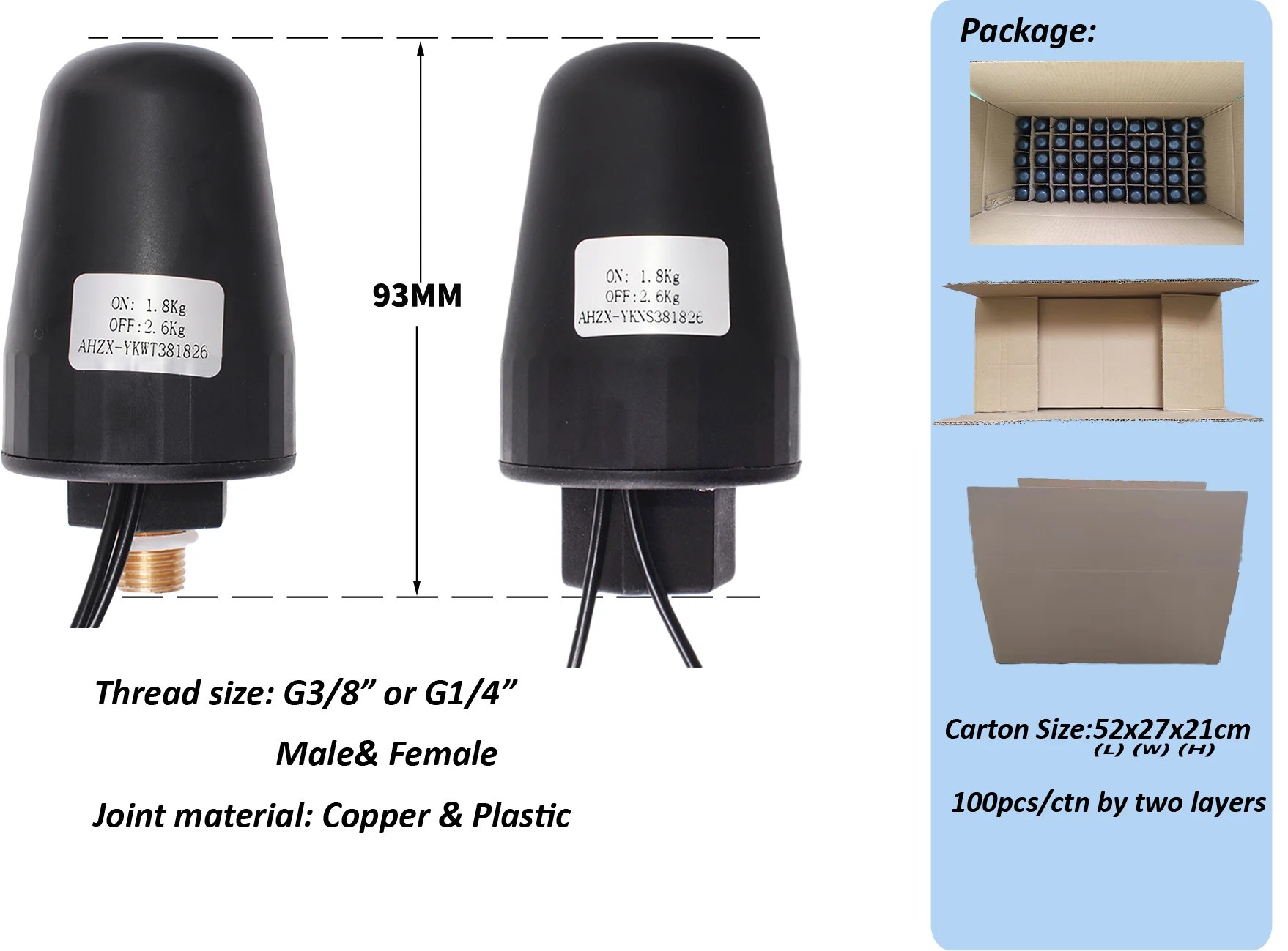 110V/220V 2.0-4.0bar black Pressure Control Switch for Leo shimge wilo water pump