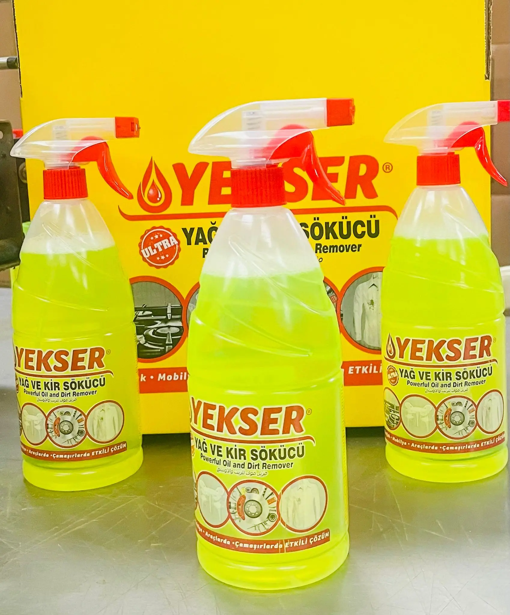 YEKSER Powerful Oil Stain and Dirt Remover Cleaner ( 1000 ML X 12 )sink Kitchen Tile Ceramic Garden Furniture Motorcycle Bicycle