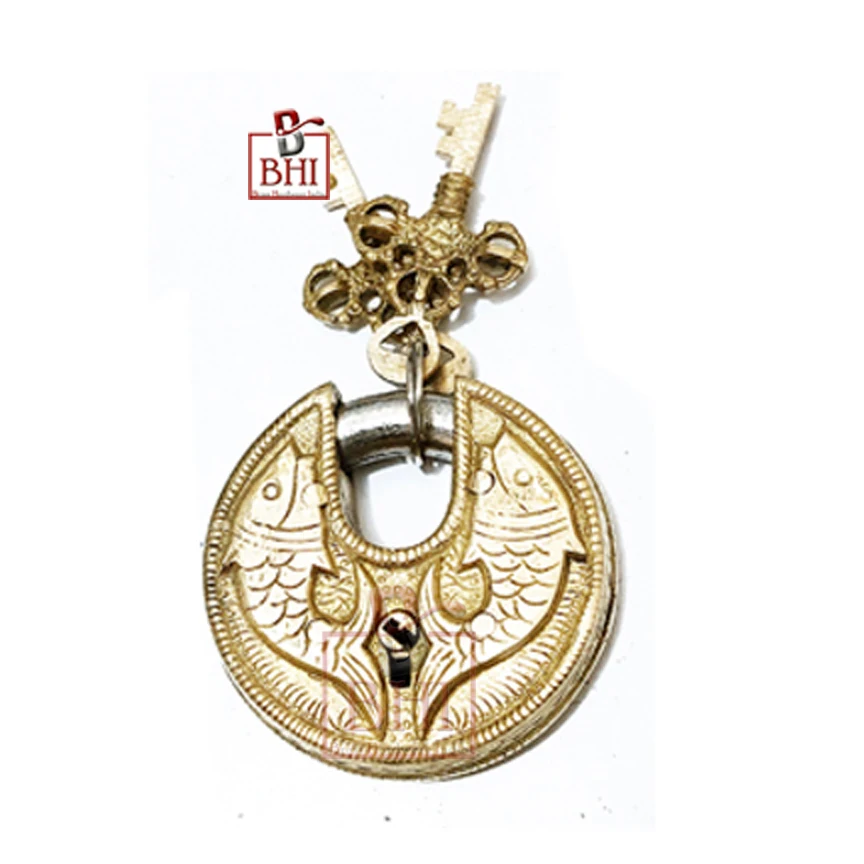 SHUTTER LOCK-FISH  HARDWARE BRASS DOOR LOCKS WITH 2 KEYS,  ANTIQUE LOCKS & AND HARDWARE PADLOCKS