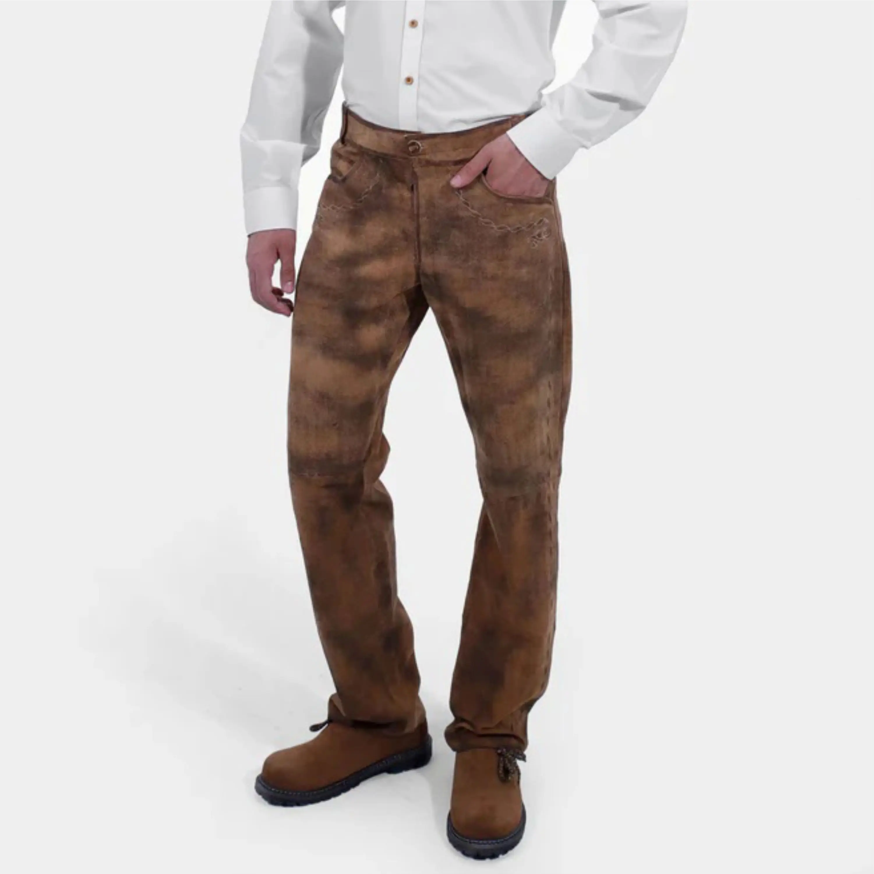 Traditional Bavarian Lederhosen with Suspenders Handmade German Leather Trousers for Oktoberfest and German Cultural Celebration