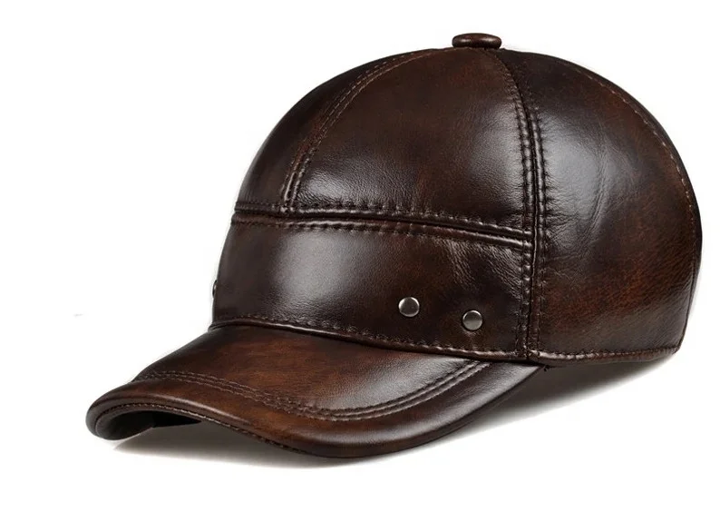 Genuine Leather Wholesale Hot Water Wash Wholesale Genuine Leather Baseball Cap For Men LC-0057