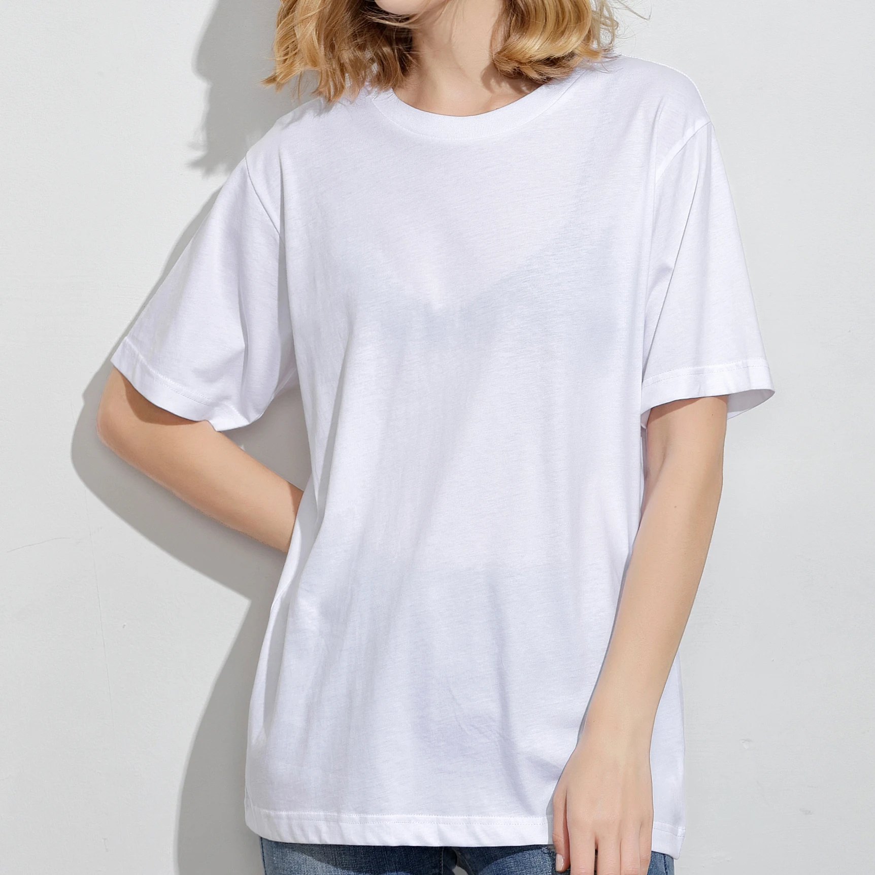 Sustainable Fabric Clothing Manufacturers Bamboo Cotton Oversized White Tshirts Custom Screen Print Tshirt Women Unisex