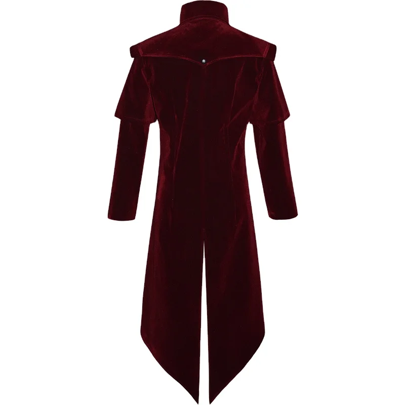 Hot sale Medieval Steampunk Castle Vampire Devil Red Coat Cosplay Costume Middle Ages Victorian Nobles Tuxedo Suit Trench Coat