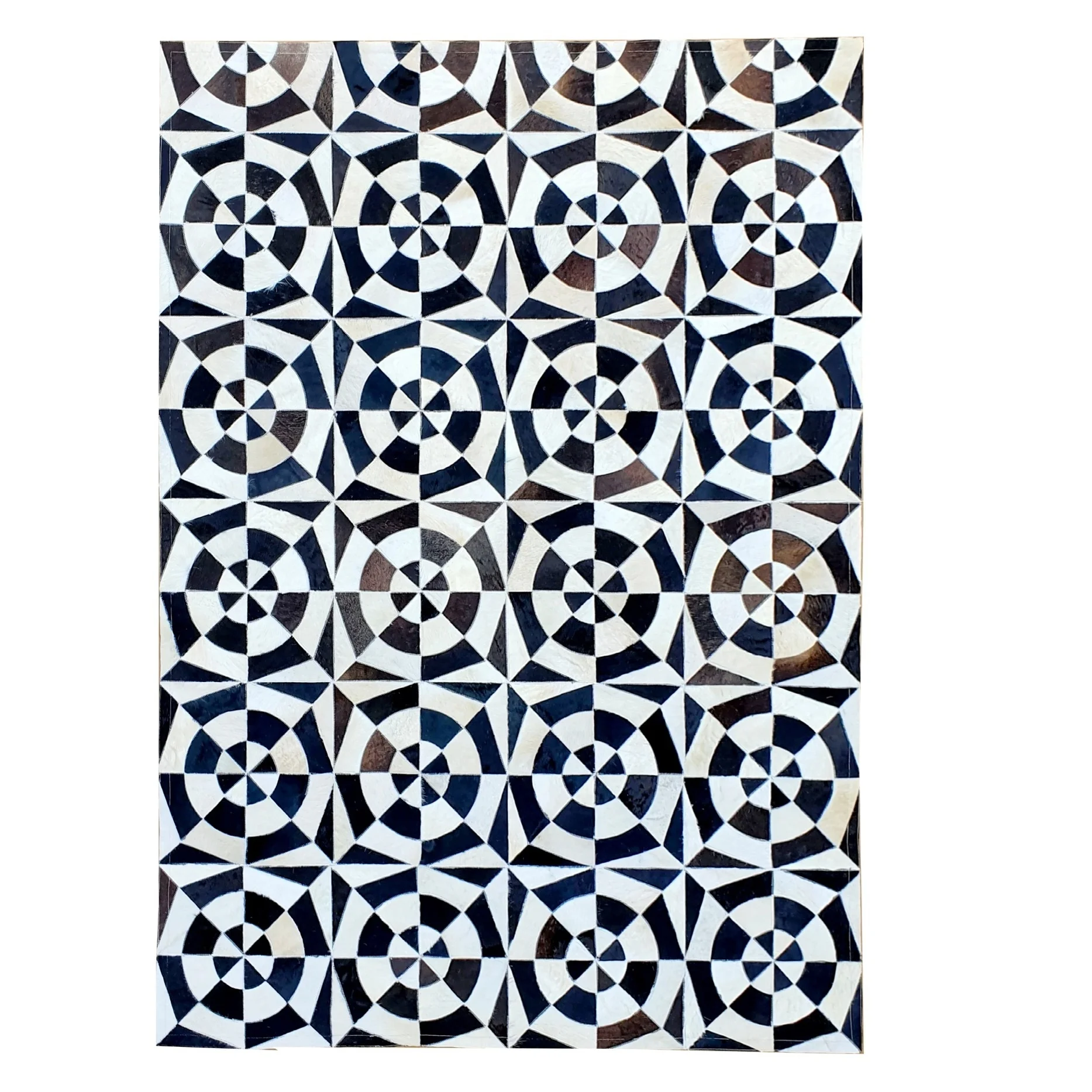 Patchwork Real Cowhide Fur Leather Nomad Black/White Rug For Indoor And Outdoor decoration home and office carpets