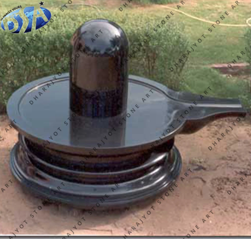 Best Selling Handmade Granite Finished Black Polished Simple Marble Shiv ling Sculpture For Home Decoration