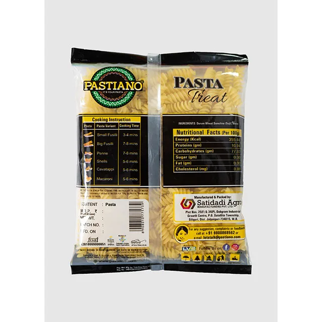 Normal Wheat Semolina Fusilli Italian Pasta Premium Quality And Taste - 90 g Packets Chain Hot Sale Fusilli