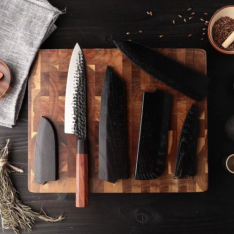 5 pcs Forged Chef Knife Set with Octagonal Wood Handle 5cr15 Stainless Steel Kiritsuke Santoku Nakiri Kitchen Knives