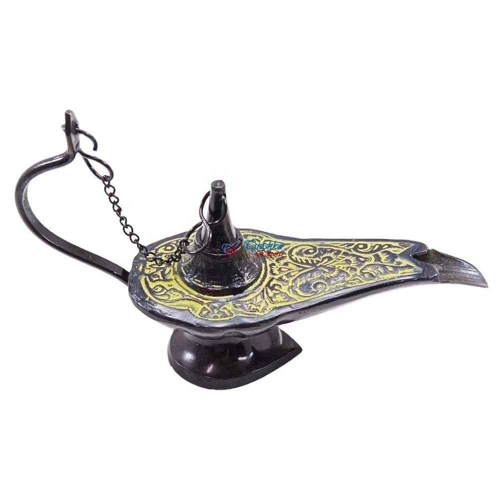 Маленькая лампа Аладдина в винтажном стиле волшебная для джинна ручной работы Аладдин декоративная масляная металлическая поделка подаренный предмет