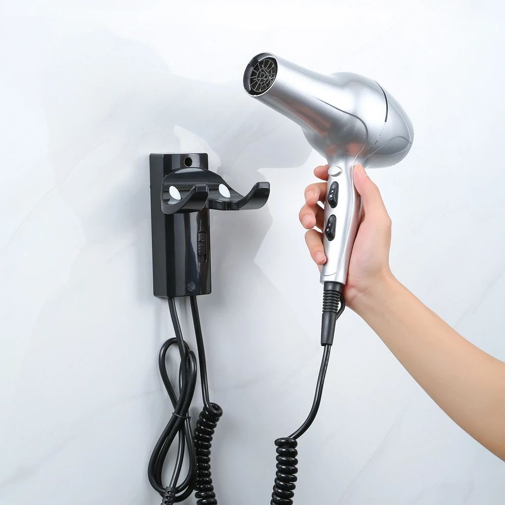 Настенный ручной держатель, белая, черная высокоскоростная Ионная Щетка, фен для волос с держателем кронштейна