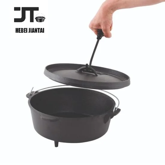 3,5l голландская духовка, предварительно приправленная крышка из чугуна, также кастрюля для кастрюли с крышкой, подъемник для кемпинга, приготовления пищи, барбекю, выпечки