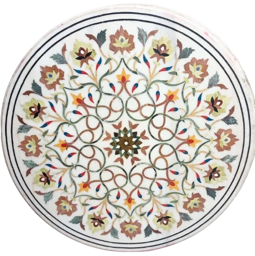 Marble Coffee Table Top Inlay Marquetry Floral Mosaic Style Patio Art Coffee Table Top