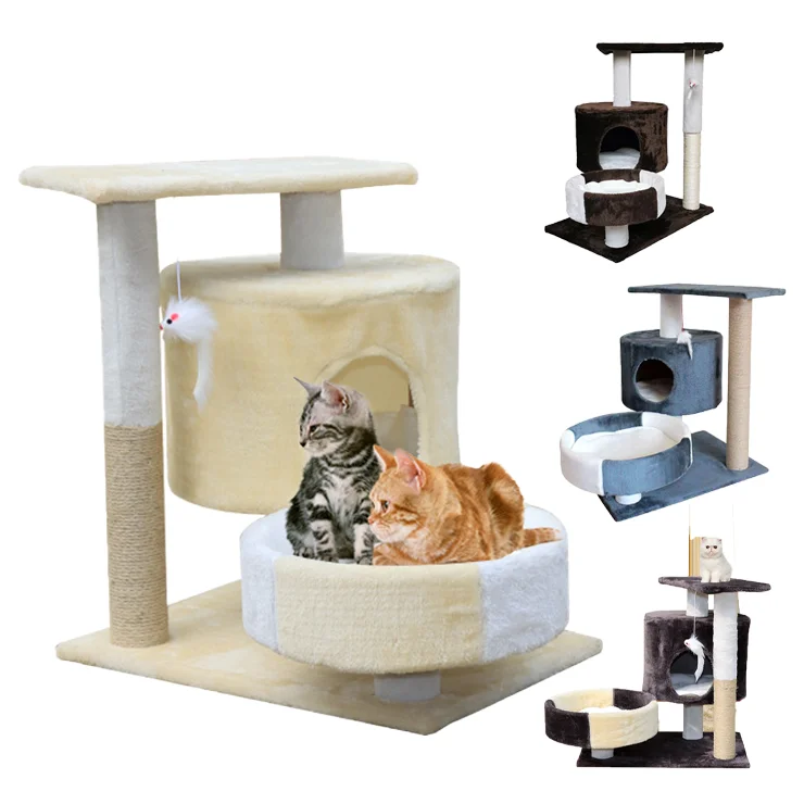 Simple cat tree with cat catching post and jumping platform for wholesale cat nest toys