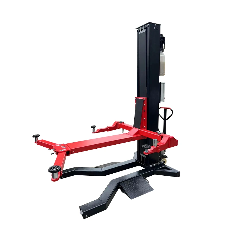 portable movable single post hydraulic car lift adjustable arm ramps car elevator hoist auto jack for workshop