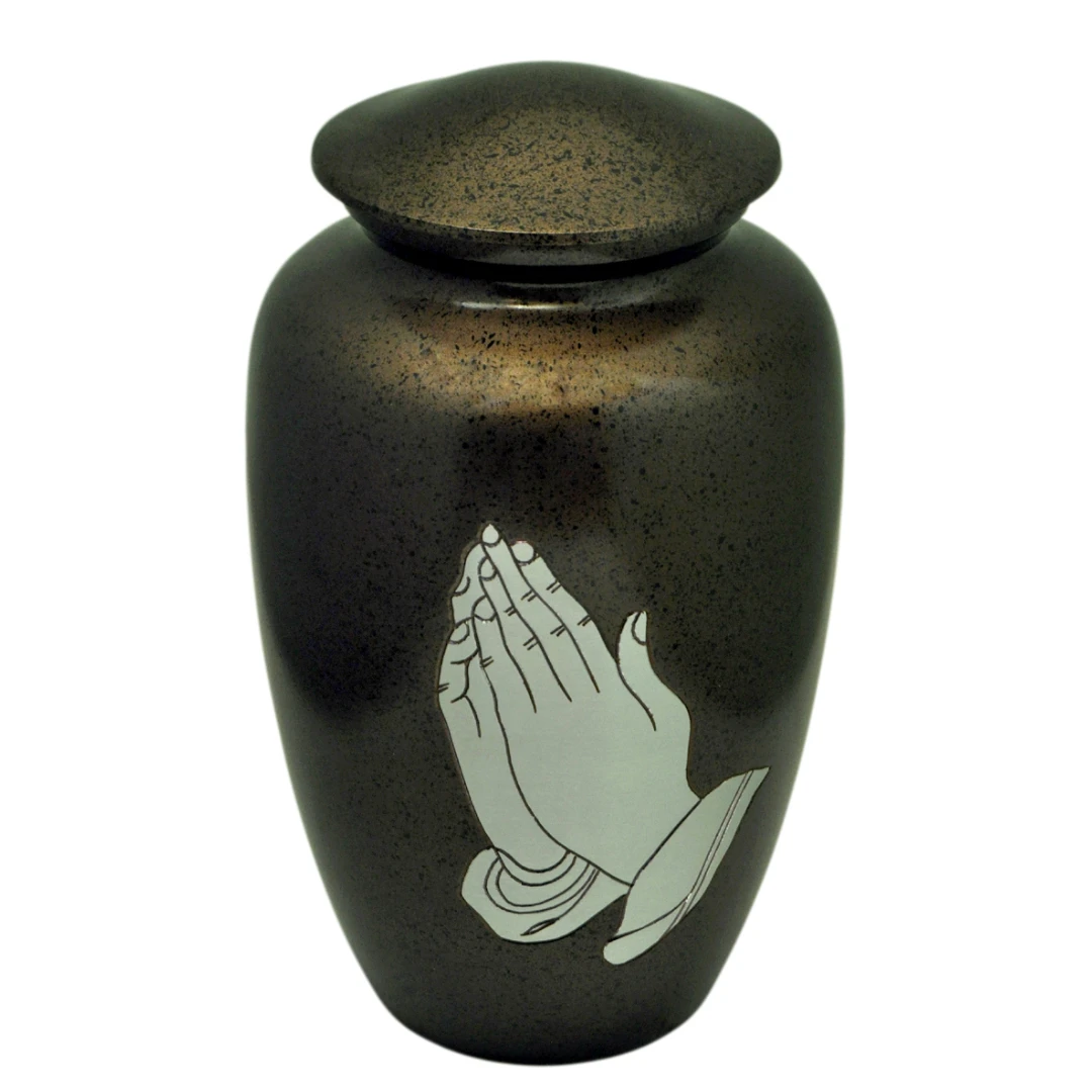 Praying Hands Aluminium Urn Great Quality Handicraft at Best Wholesale Price for Funeral Cremation Ashes