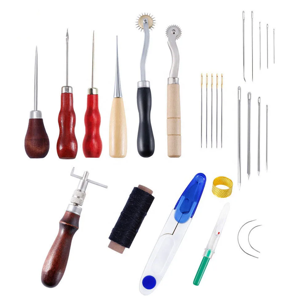 L18 DIY Hand Multi Leather Stitching Sewing Wheel tool &Leather Craft Needles and Awl Kit