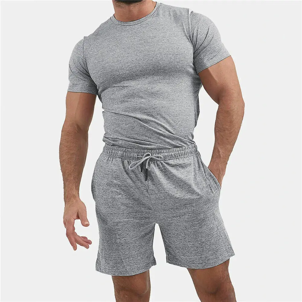 Mens Tracksuit 2-Piece Set Short Sleeve T Shirts and Shorts Sweatsuit Outfit Set