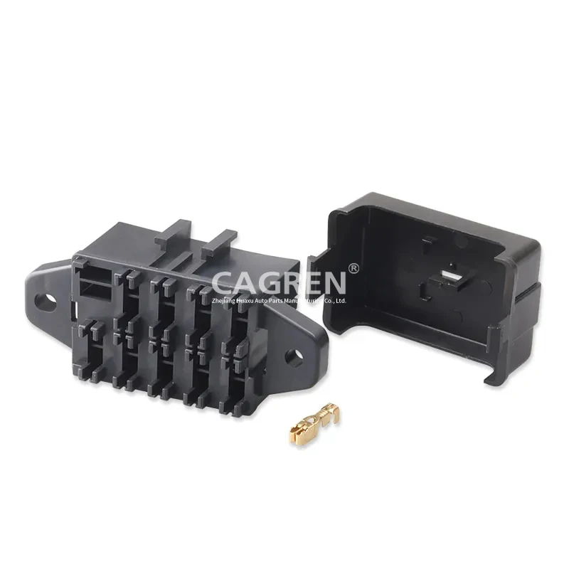 1 Set 9 Pin Double Row Road Medium Auto Relay Fuse Box With Terminals BX2091-1 Car Insurance Holder For Cars Electric Cars