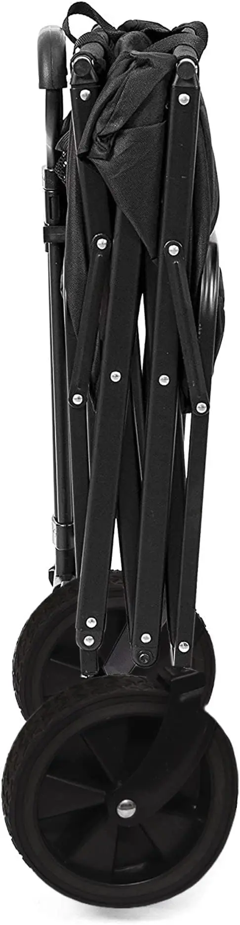 THCW10098 - Folding Collapsible Wagon Cart with Side Pockets Large Capacity for Beach, Camping & Outdoor, Black