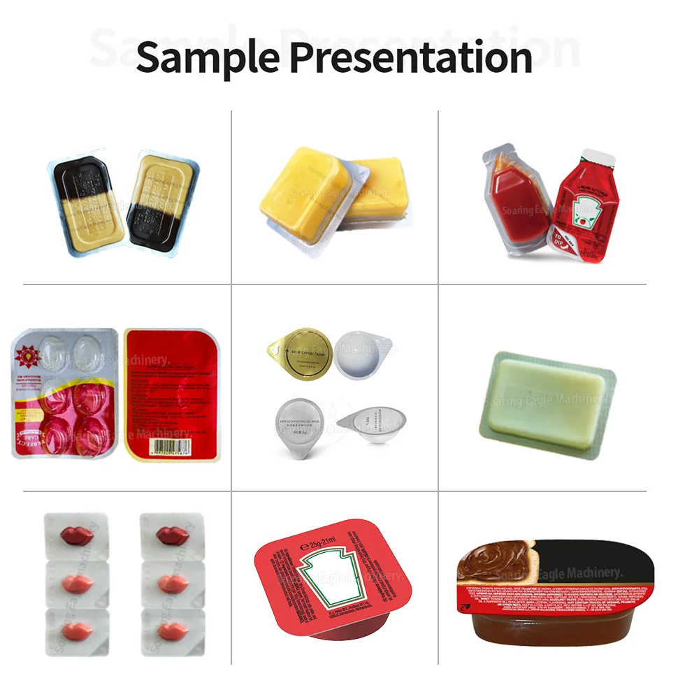 Plc Control Automatic Butter Chocolate Sauce Honey Jam Masala Liquid Blister Thermoforming Filling Sealing Packing Machine