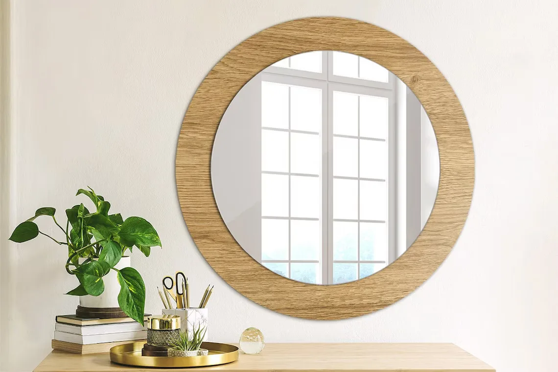 Wood Texture, Bronze, Unique Wall Mirror, Gift For Women with Tempered Glass Mirror for Unique Wall Decoration