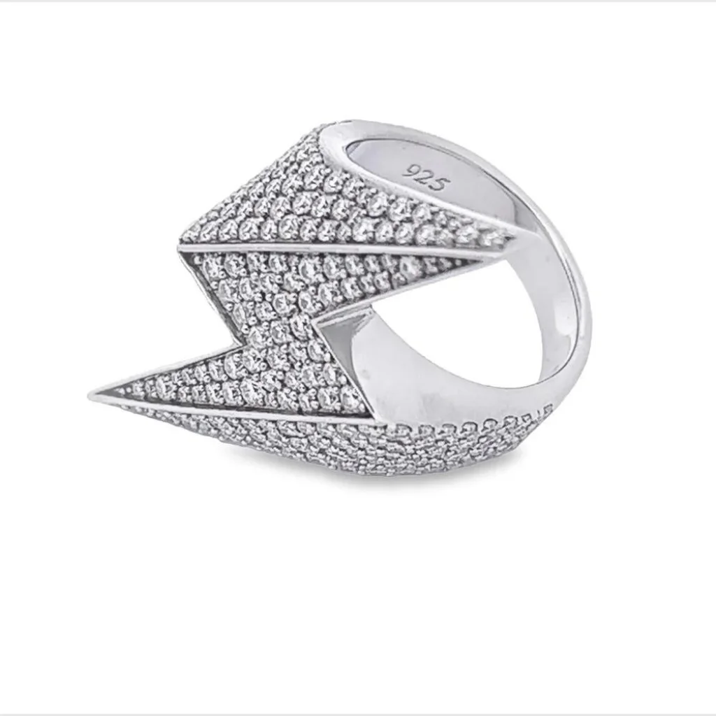 Hip Hop Jewelry 14K Gold VVS Lab Grown Diamond Lightning Engagement Wedding Ring For Men