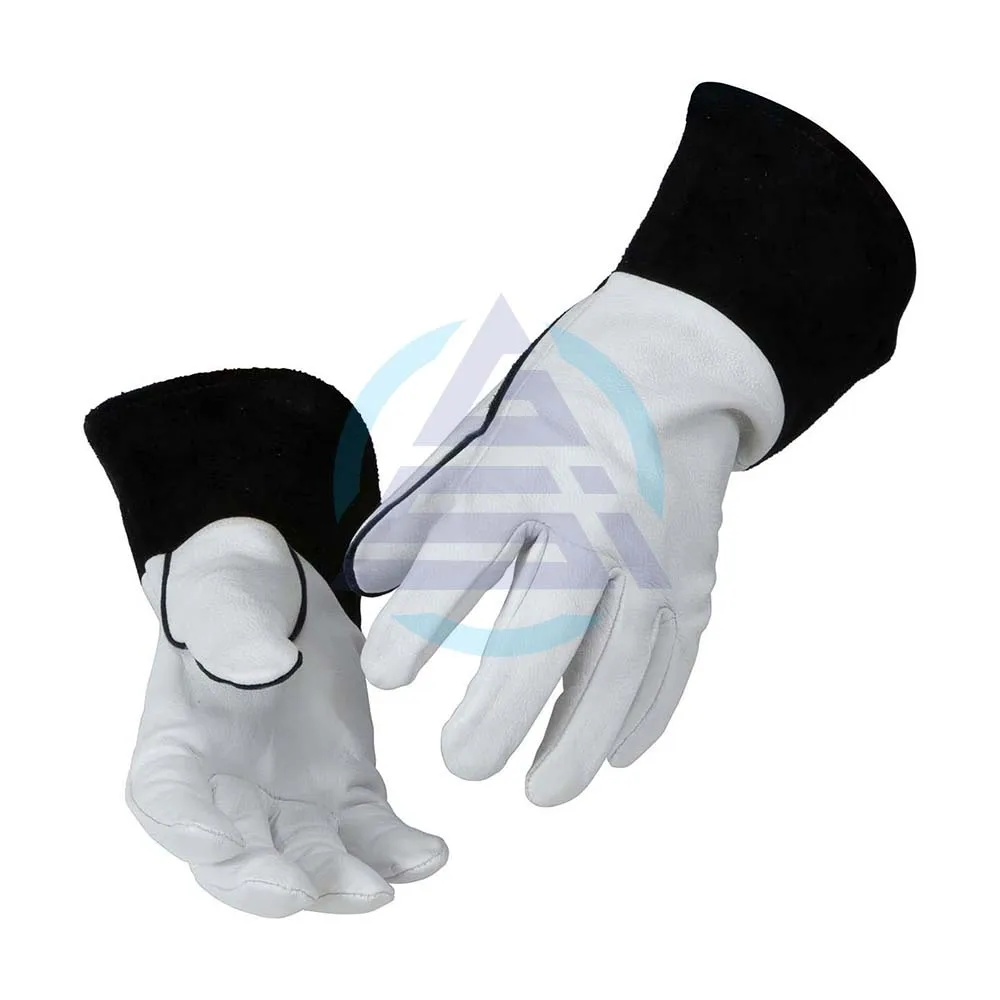 Электрические перчатки из зернистой кожи для сварки TIG с высокой ловкостью среднего белого черного