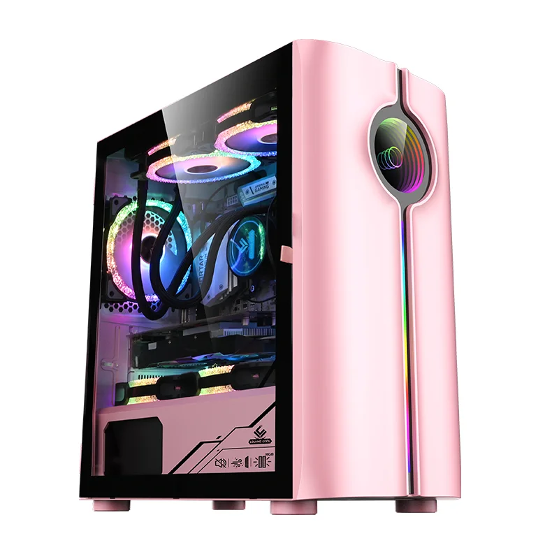 OEM PC Case Gaming Computer Tempering Glass M-ATX  Tower Tempered Glass Gaming Computer Case With RGB Fans For Desktop