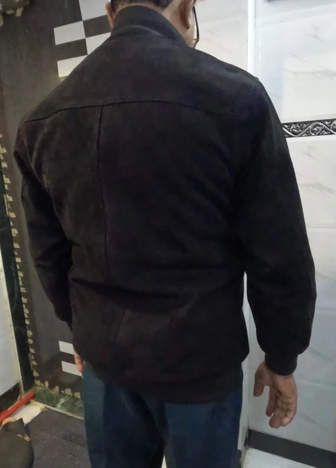 Mens Suede Leather Jacket BLACK Slim Fit Biker BOMBER Suede Jacket Celebrity COWBOY Soft Suede leather Jacket