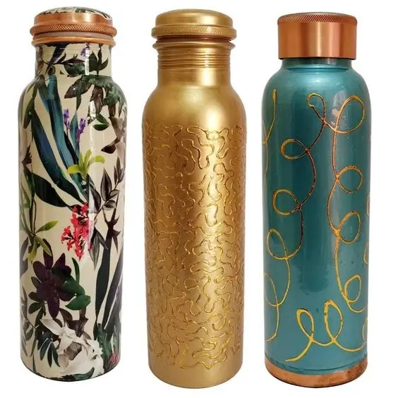 Buy Online Minimalist Quality Water Bottles In Three Different Designs 100% Health beneficial Elegant Bottle Copper Bottle Sales