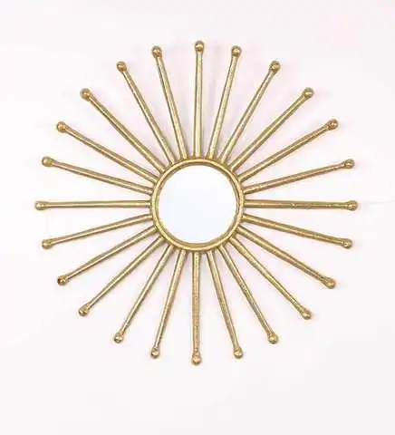 Creative Design Metal Wall Mirror in Metal Leaf Shape Frame for Home Hotel Office Decorative Use Wall Mirror