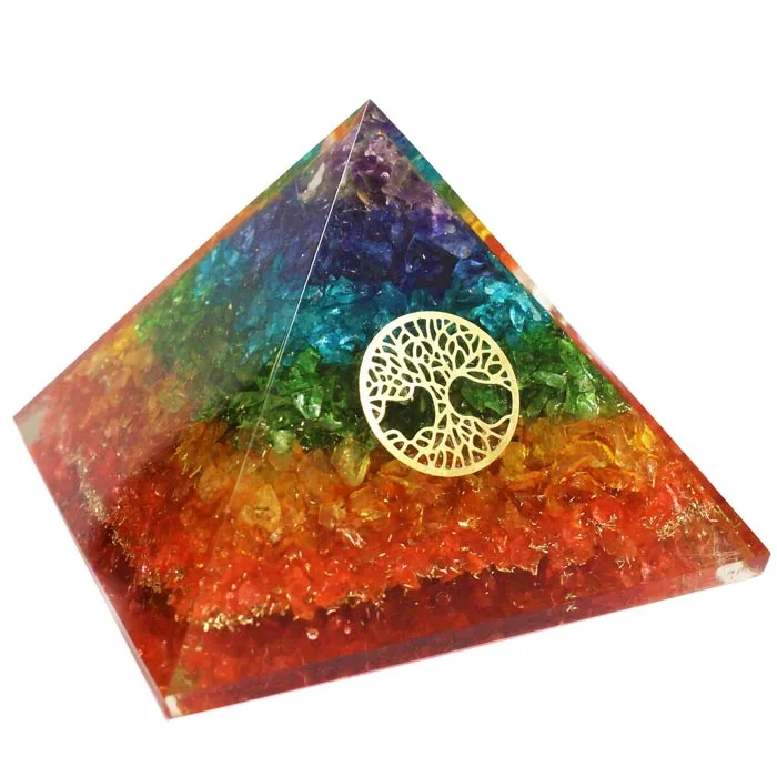 7 Chakra Orgone Pyramid Crystal Natural Quartz Positive Energy Generator Orgonite Pyramids Healing Stones Wholesaler