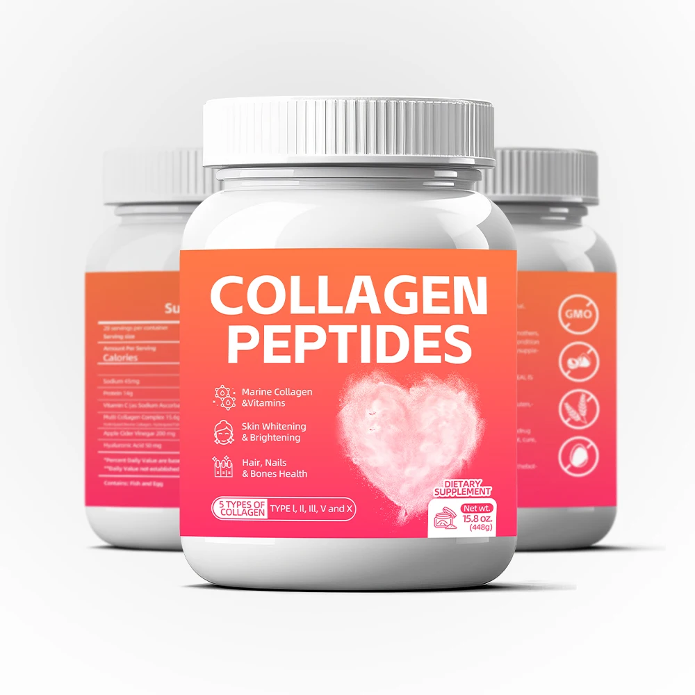 Private Label Pure Collagen Powder Glow Digestive Enzymes Marine Collagen Powder Drink For Skin Whitening Supplement