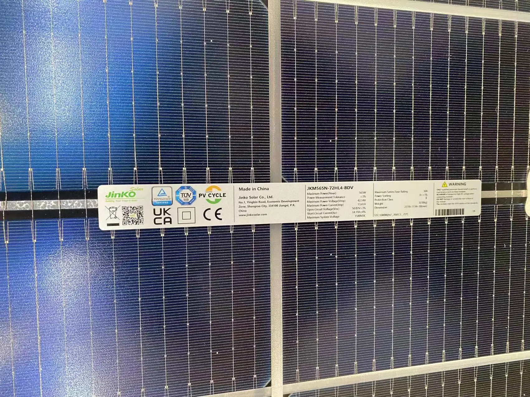 Jinko Solar Panel 580W 590W 600W Bifacial Solar Panels Double Glass Topcon Technology N-type 550W Solar Panel