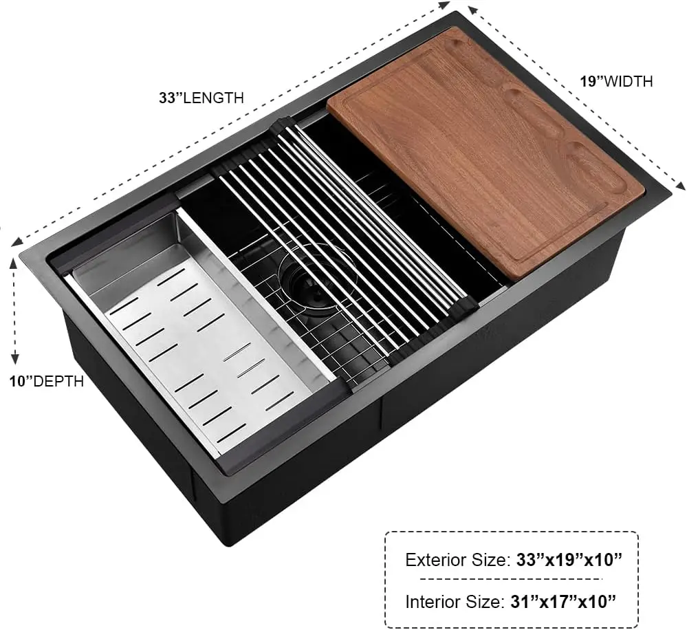 32 inch Handmade  Workstation Undermount Kitchen Sink