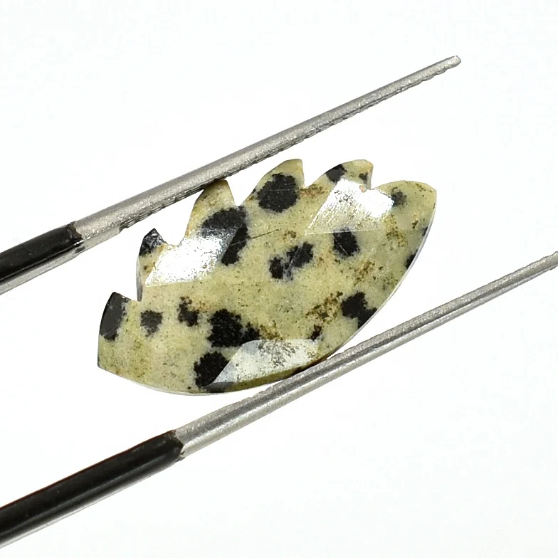 Dalmation jasper leaf carving shape gemstone 11X19 MM leaf shape carved gemstone for making diy making carved gemstone beads