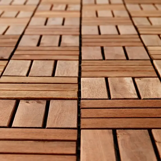 Modern ACacia Wood Deck Tiles from Vietnam Factory Smooth Interlocking Tiles Outdoor Spaces Convenient Tomized Packing Option