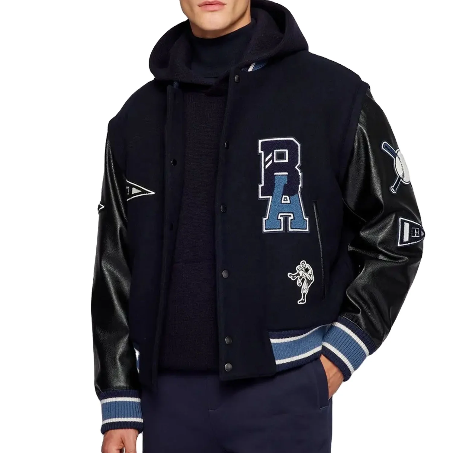 OEM Custom Leather Patch Logo Baseball Vintage Letterman Varsity Jacket Manufacture  By Divine 9