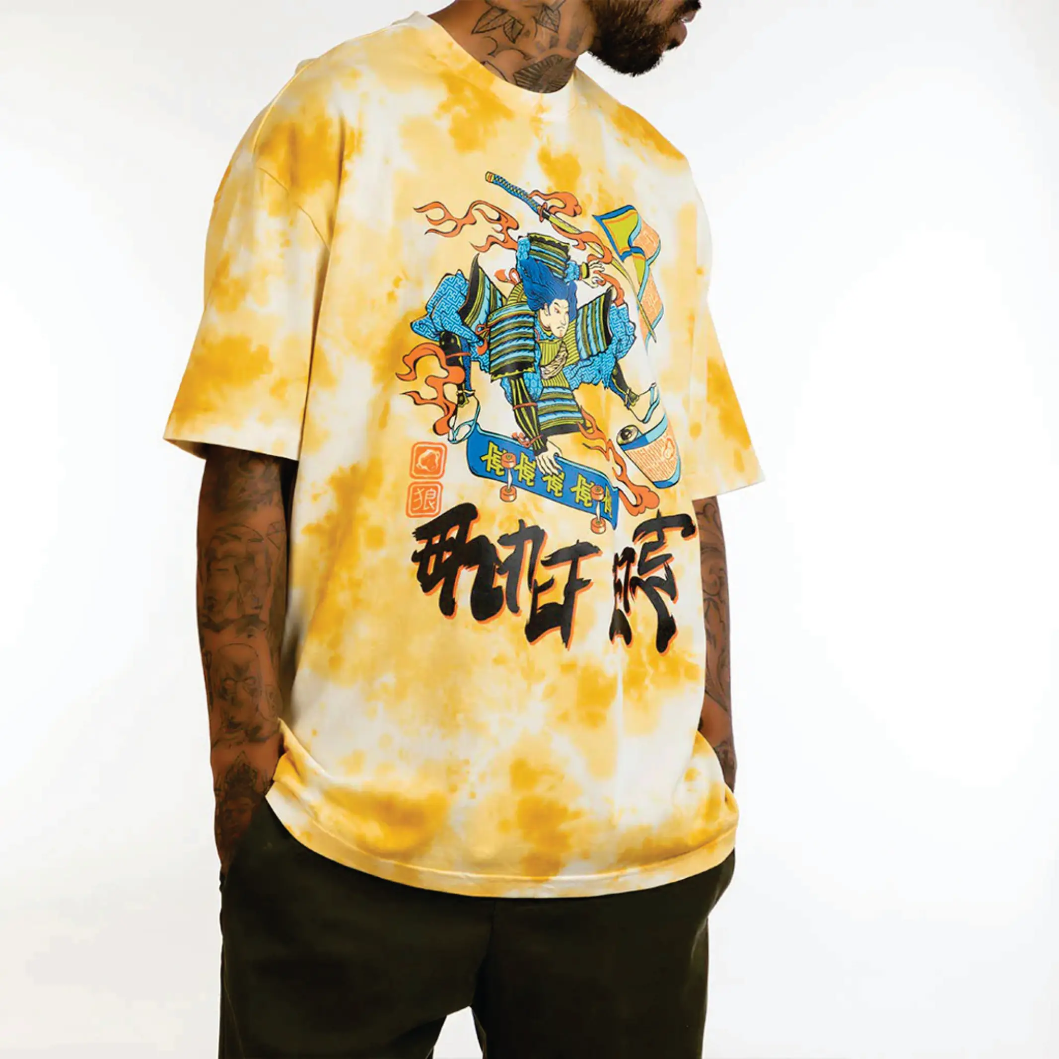 Wholesale Black Hip Hop Acid Wash T-Shirt - Custom Logo Oversized Vintage High Street Tee for Men